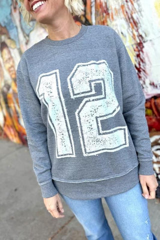 Varsity Numbers Graphic Crewneck - White