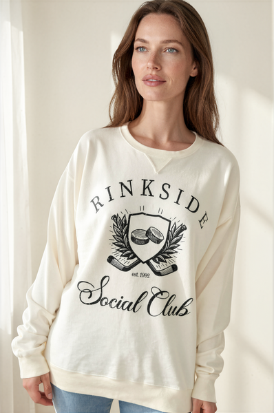 Rinkside Social Club Garment Dyed Crewneck (Black)
