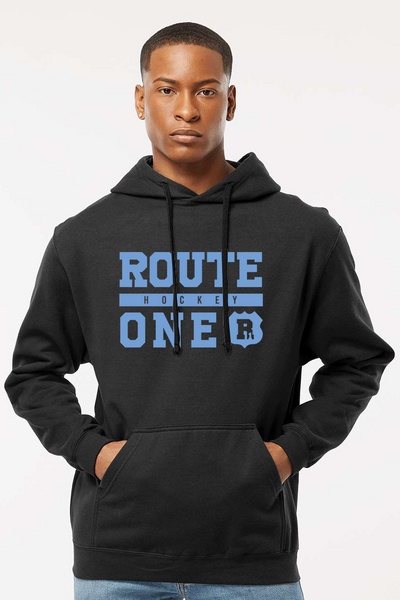 Route 1 Black Hoodie - Blue Logo