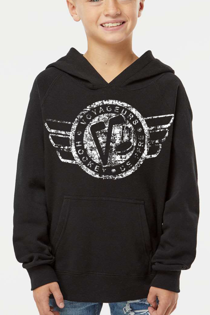 De Pere Logo Youth Poly/Cotton Hoodie - Black