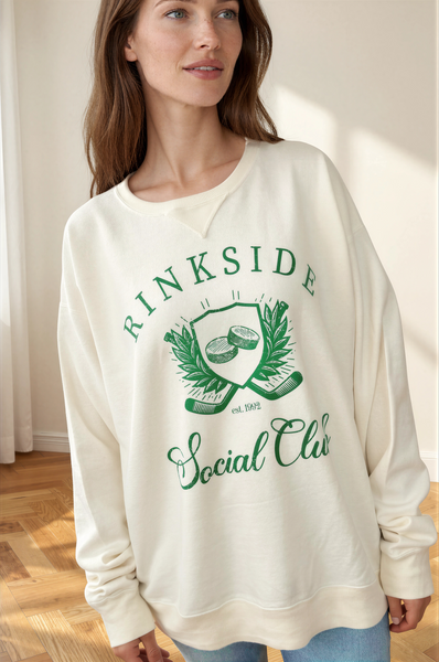 Rinkside Social Club Garment Dyed Crewneck (Green)