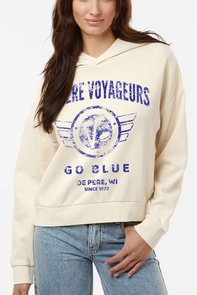 Vintage Go Blue Women's Ivory Hoodie