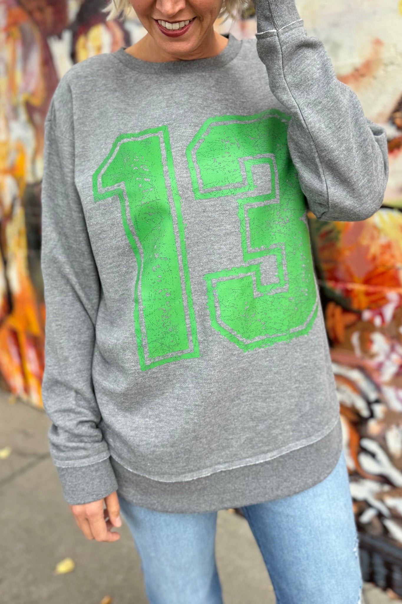 Varsity Numbers Graphic Crewneck - Green