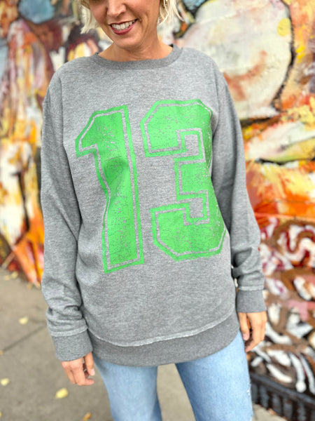 Varsity Numbers Graphic Crewneck - Green