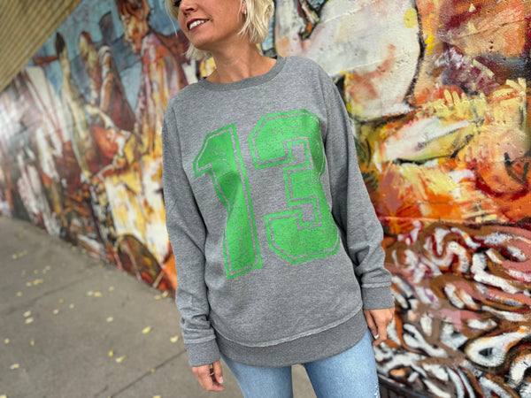 Varsity Numbers Graphic Crewneck - Green