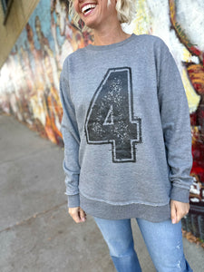 Varsity Numbers Graphic Crewneck - Black