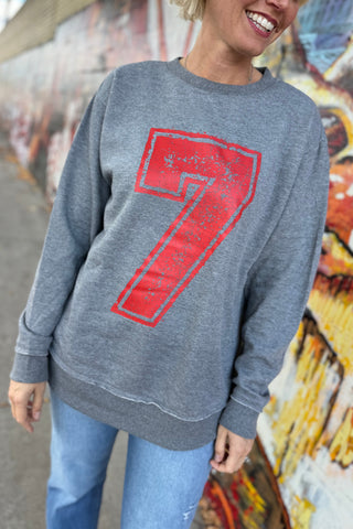 Varsity Numbers Graphic Crewneck - Red