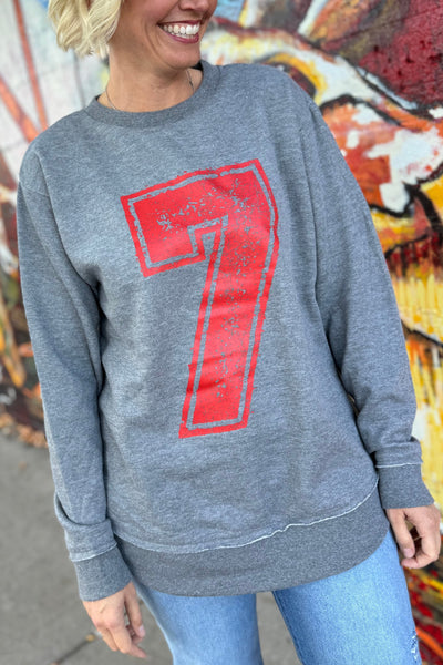 Varsity Numbers Graphic Crewneck - Red