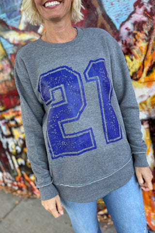 Varsity Numbers Graphic Crewneck - Blue