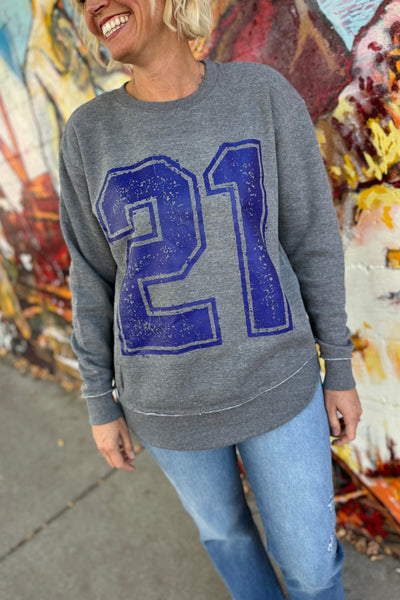 Varsity Numbers Graphic Crewneck - Blue