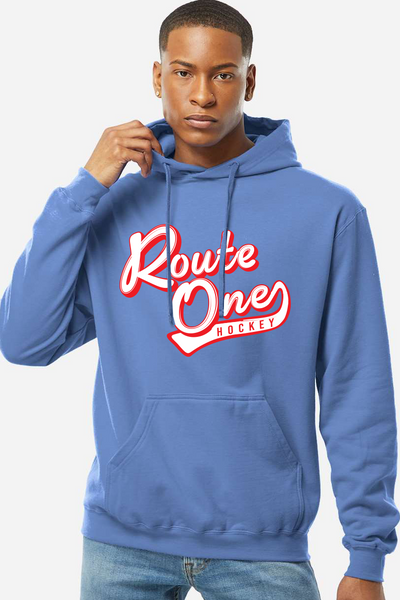 Route 1 Blue Hoodie - Red/Wht Logo