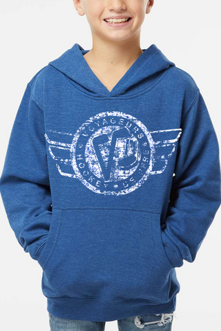 Voyageurs Logo - Youth Blue Poly/Cotton Hoodie