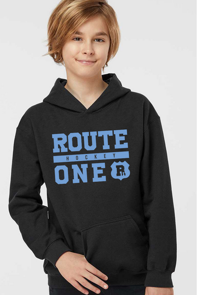 Youth - Route 1 Cotton/Poly Hoodie - Black/Blue
