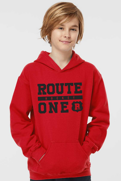 Youth - Route 1 Cotton/Poly Hoodie - Red/Black