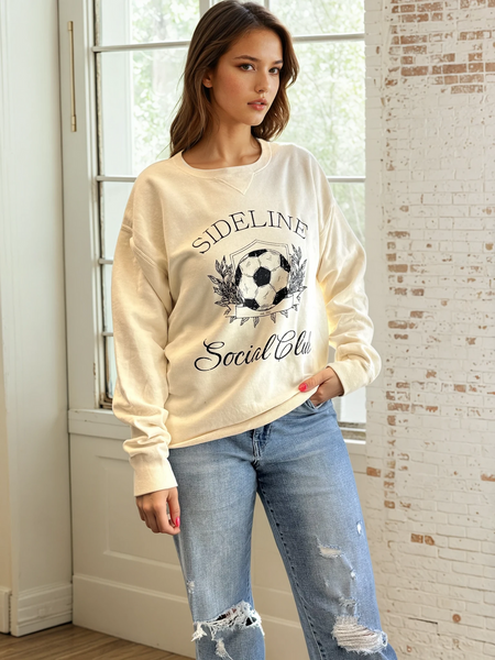 Sideline Social Club Garment Dyed Crew - Ivory/Black